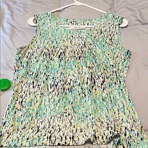 Jones Studio Blue and Green Sleeveless Blouse